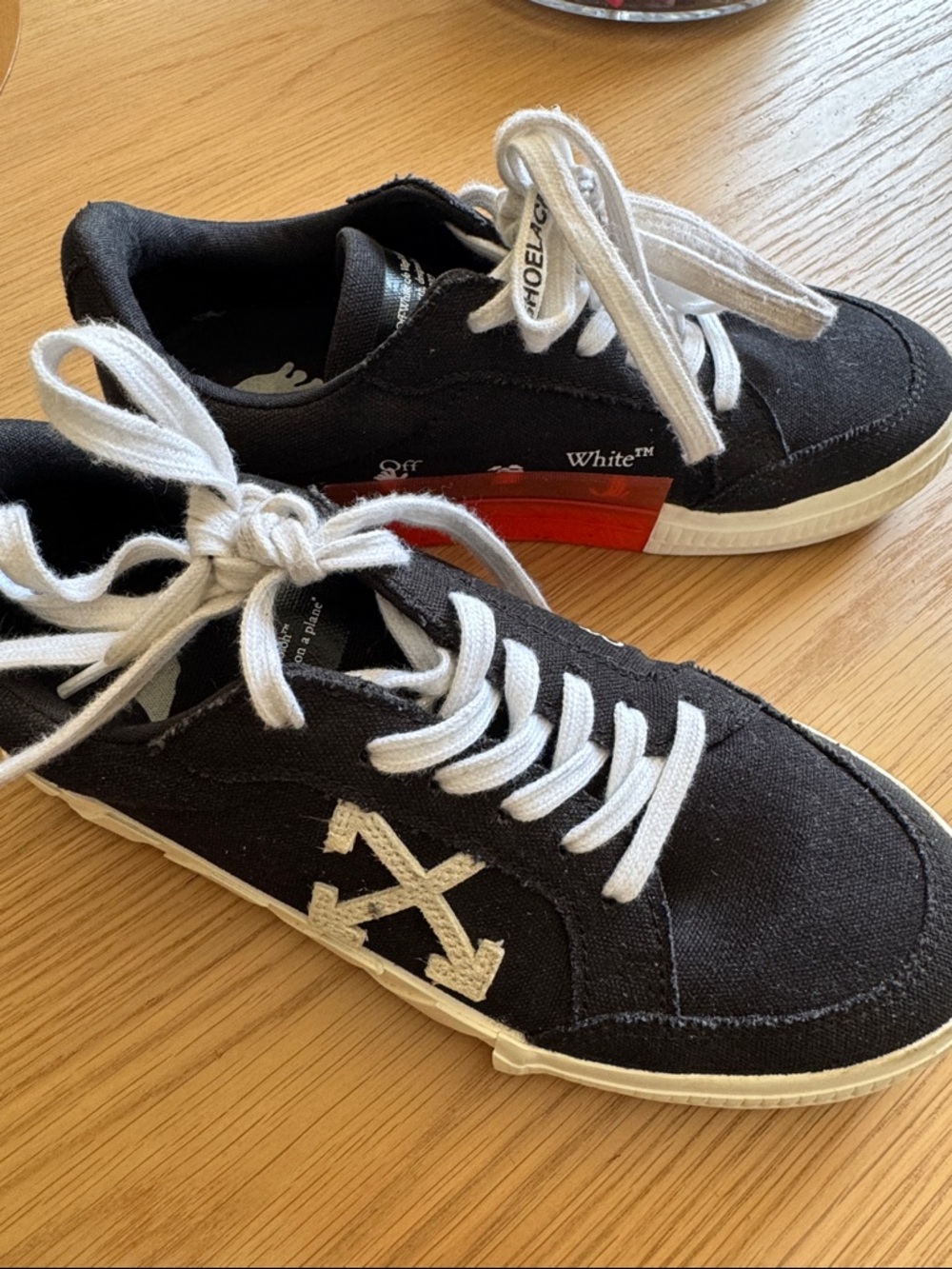 Off-White Canvas Low-Top Sneakers with White Laces